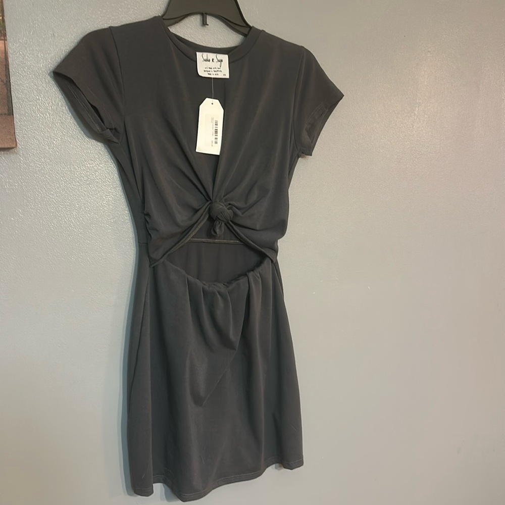 Sadie & Sage Black Knot-Front Cutout Mini Dress